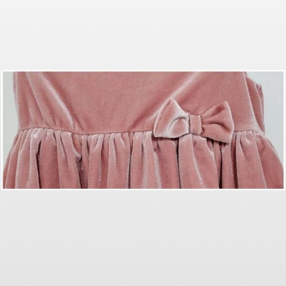 H&M Dress Kid 12-18M Pink Velvet Pleated Bow Tulle - Picture 4 of 16
